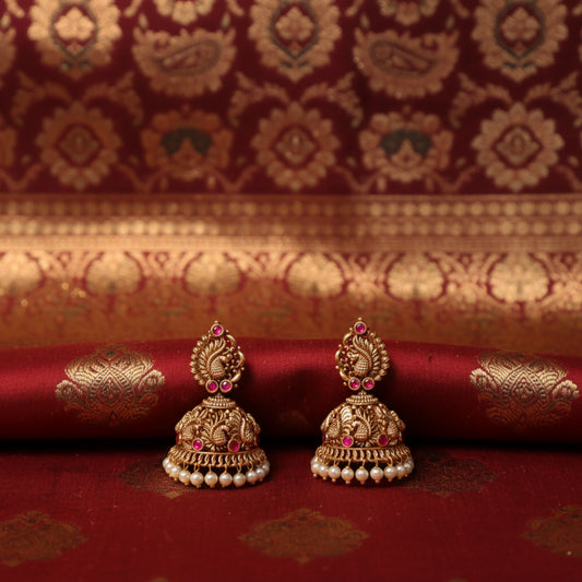 Premium Lakshmi Jhumka with Golden Beads Drops