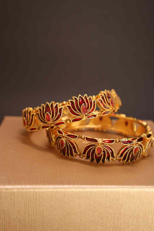 Simple And Beautiful lotus bangles(Available in 2 colours)