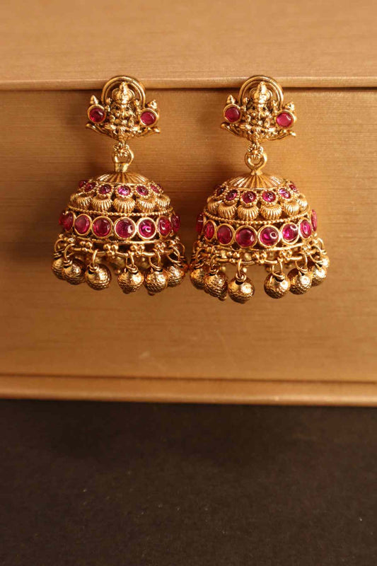 Premium Lakshmi Jhumka with Golden Beads Drops