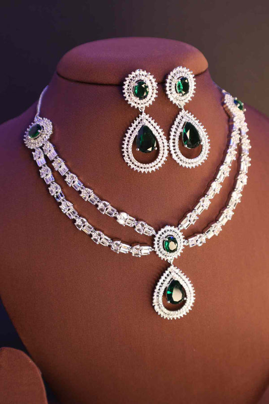 Beautiful Two Layer AD/Victorian Necklace-red (Available in Two colours)