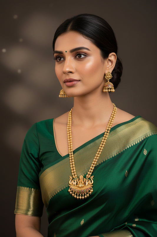 PREMIUM Budget Friendly Simple Lakshmi Pendant Necklace with gold bead Drops