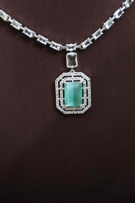 Elegant AD Stone Flower Necklace (Available in 4 Colours)