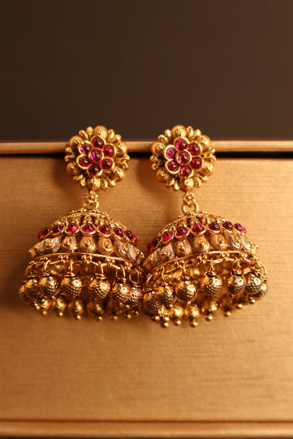 Premium Jhumka with Golden Beads Drops
