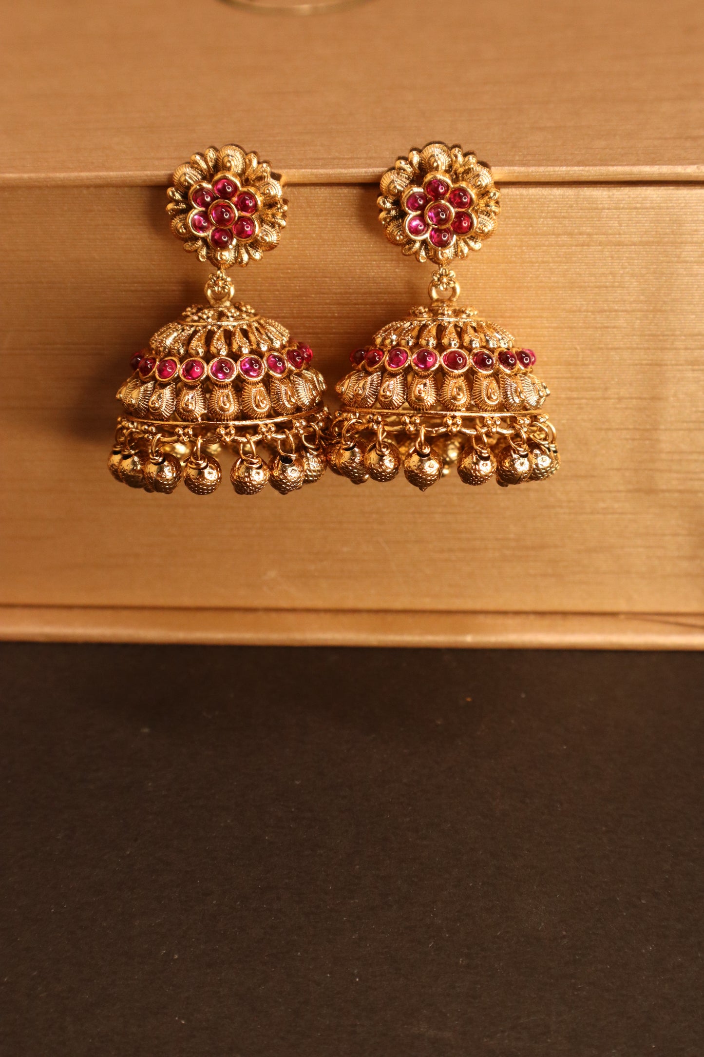 Premium Jhumka with Golden Beads Drops