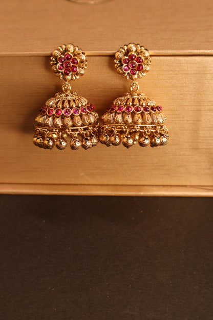Premium Jhumka with Golden Beads Drops