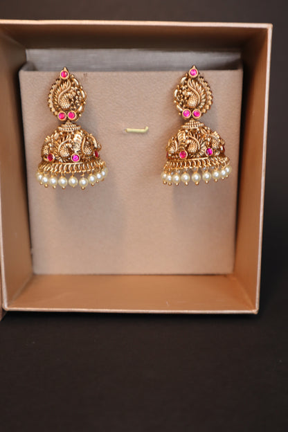Premium Lakshmi Jhumka with Golden Beads Drops