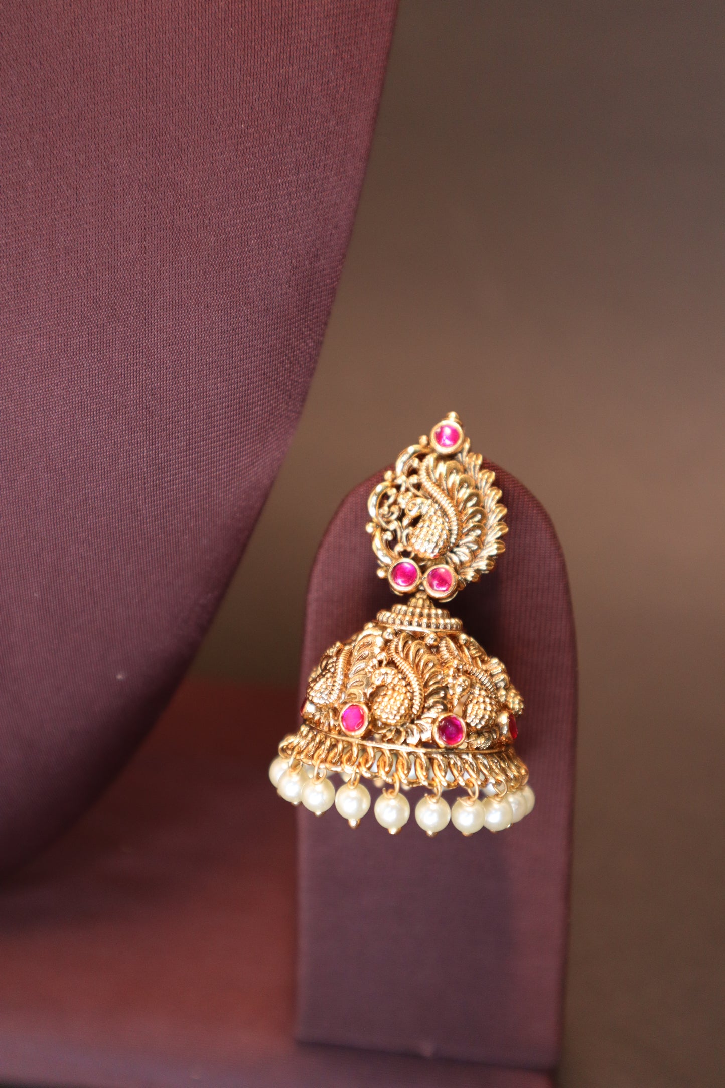 Premium Lakshmi Jhumka with Golden Beads Drops