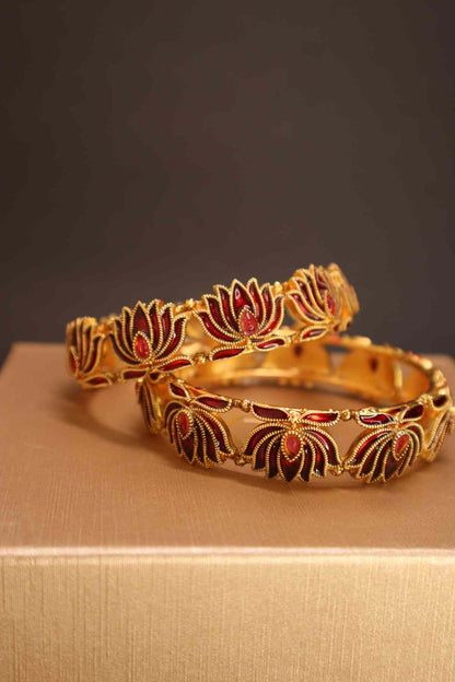 Simple And Beautiful  lotus bangles(Available in 2 colours)