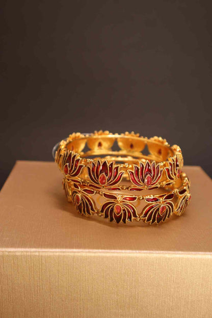 Simple And Beautiful  lotus bangles(Available in 2 colours)