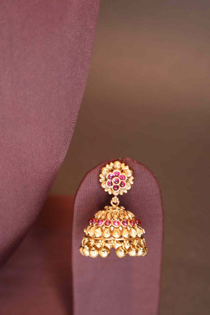 Premium Jhumka with Golden Beads Drops