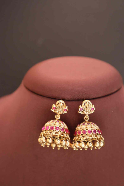 Premium Lakshmi Jhumka with Golden Beads Drops