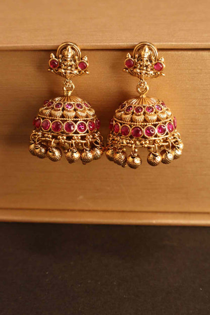 Premium Lakshmi Jhumka with Golden Beads Drops