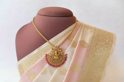 Simple Temple Lakshmi Pendant Necklace