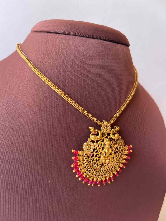 Simple Temple Lakshmi Pendant Necklace