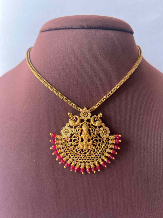 Simple Temple Lakshmi Pendant Necklace