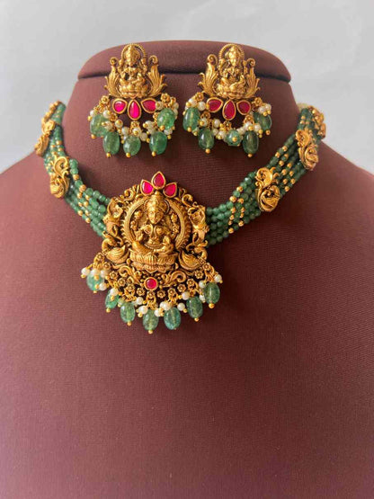 Premium Beautiful Lakshmi Peacock Jadau Chocker Beads