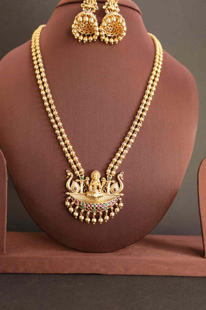 PREMIUM Budget Friendly Simple Lakshmi Pendant Necklace with gold bead Drops