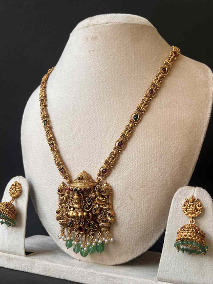 Premium Kemp Lakshmi Devi Pendant Beads Haaram