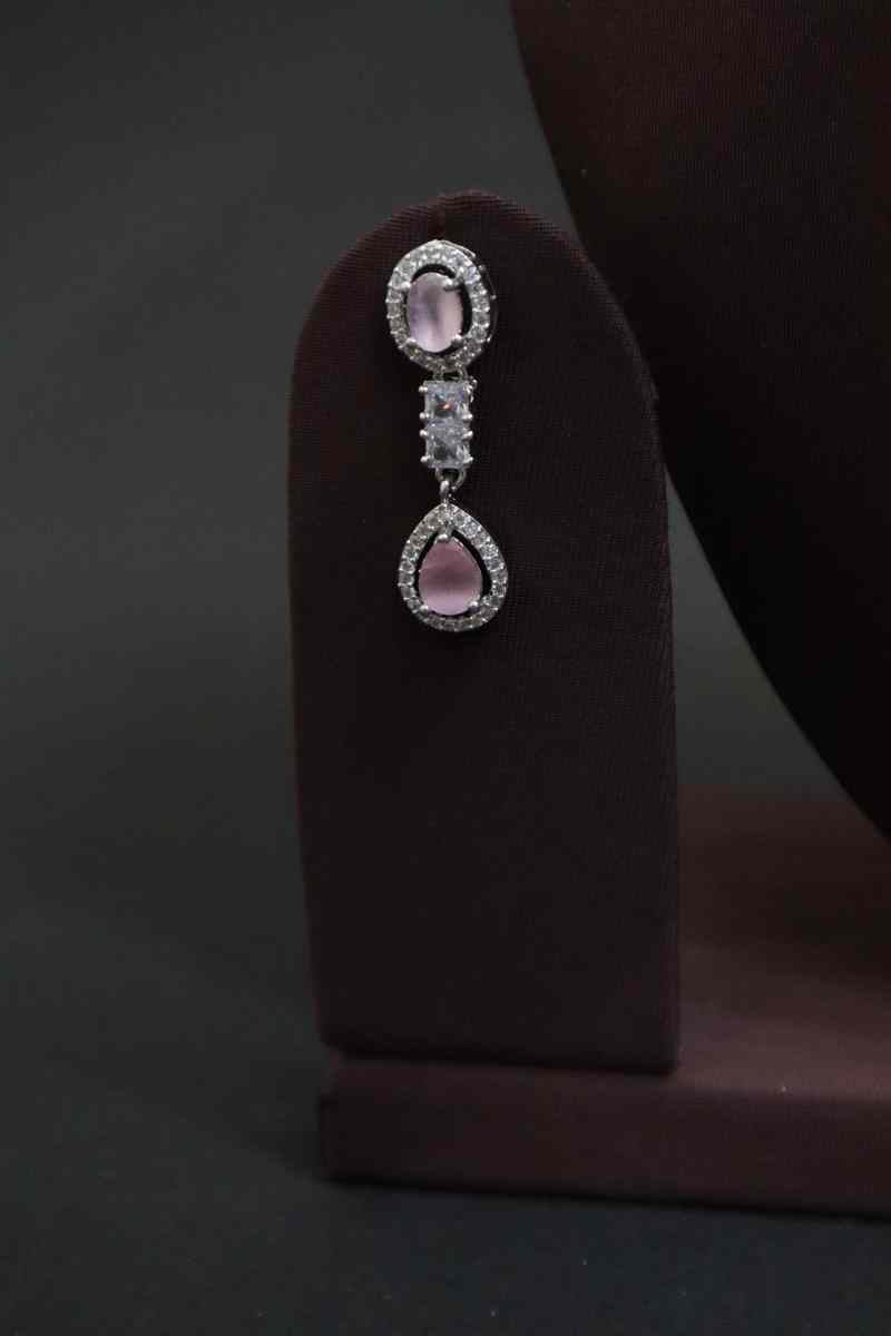 Elegant AD Stone Flower Necklace  (Available in 2 Colours)