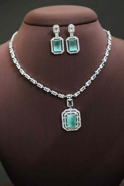 Elegant AD Stone Flower Necklace  (Available in 4 Colours)