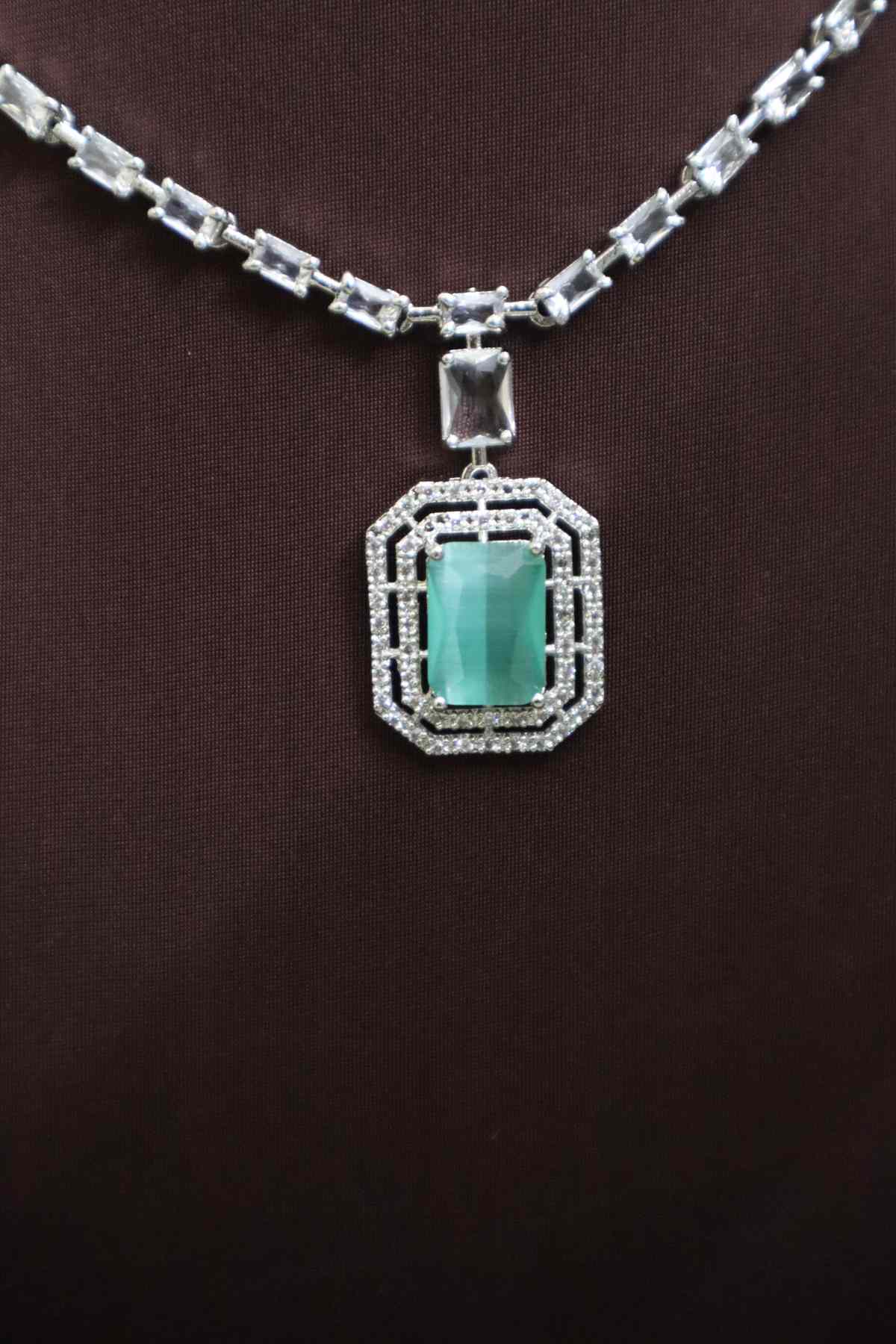 Elegant AD Stone Flower Necklace  (Available in 4 Colours)