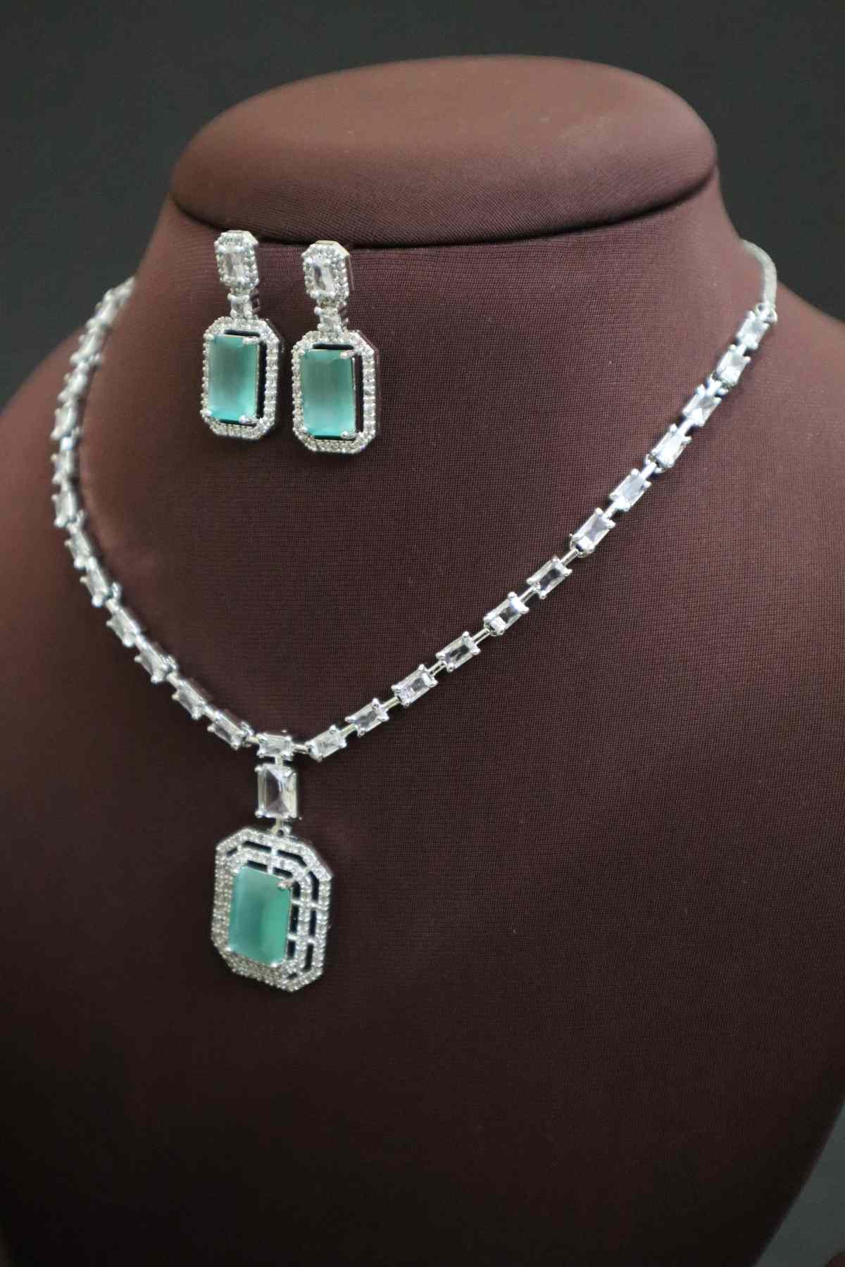 Elegant AD Stone Flower Necklace  (Available in 4 Colours)